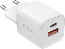 СЗУ Deppa 2USB (A+C) PD, QC, GaN, 20W белый купить в Барнауле