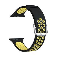 Ремешок для Apple Watch Band 38/40mm Lyambda Alioth силиконовый черный/желтый купить в Барнауле